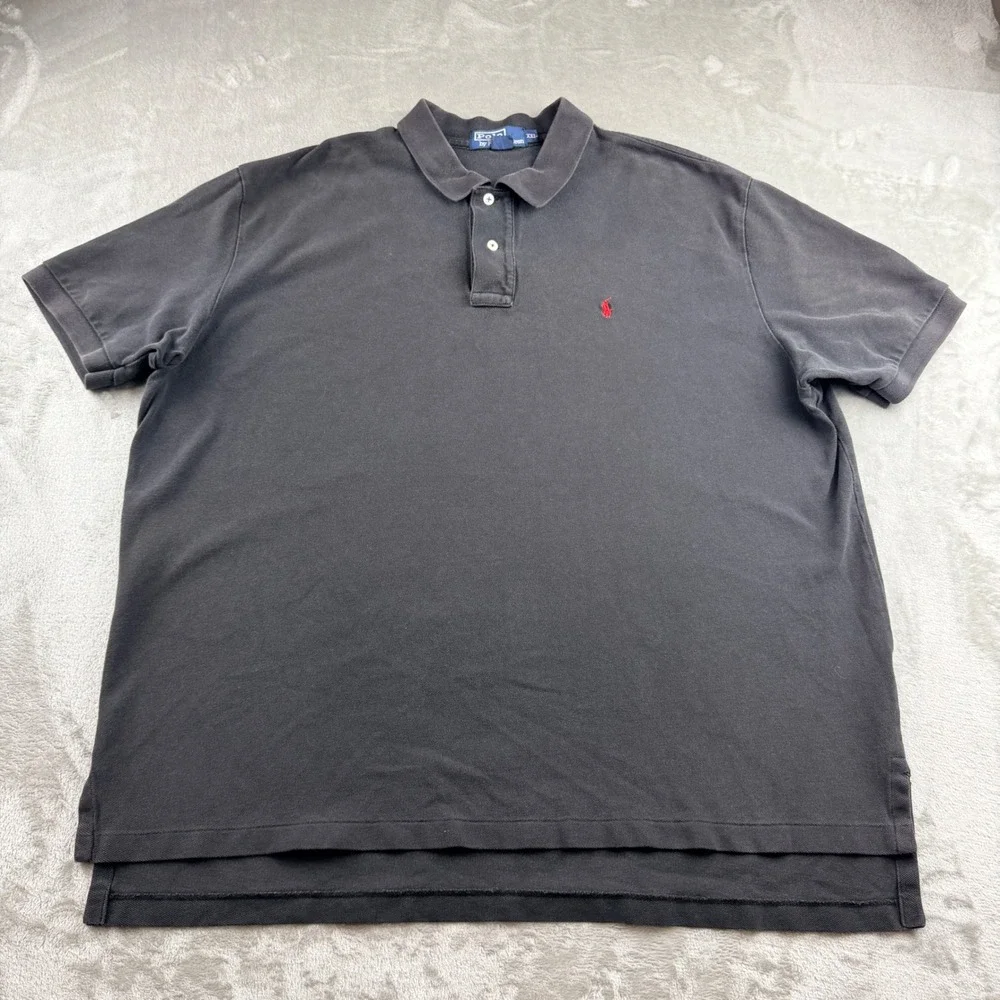 Polo Ralph Lauren Men's XXL Black Short Sleeve Pique Polo Shirt Red Pony Logo